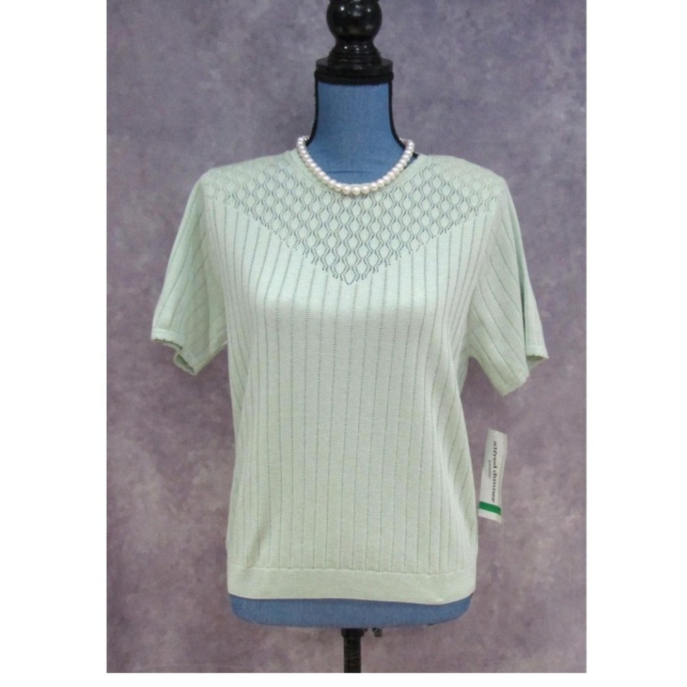NWT Alfred Dunner Mint Green Short Sleeve Sweater
